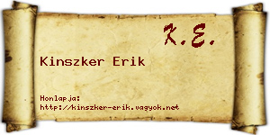 Kinszker Erik névjegykártya